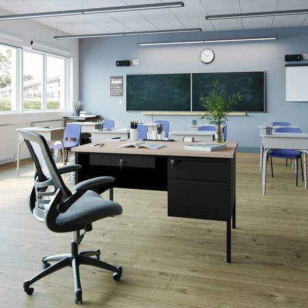 Flash Furniture 30 in D X White Oak, 47.75 in W X GC-M-BLK-173-WHTOAK-GG